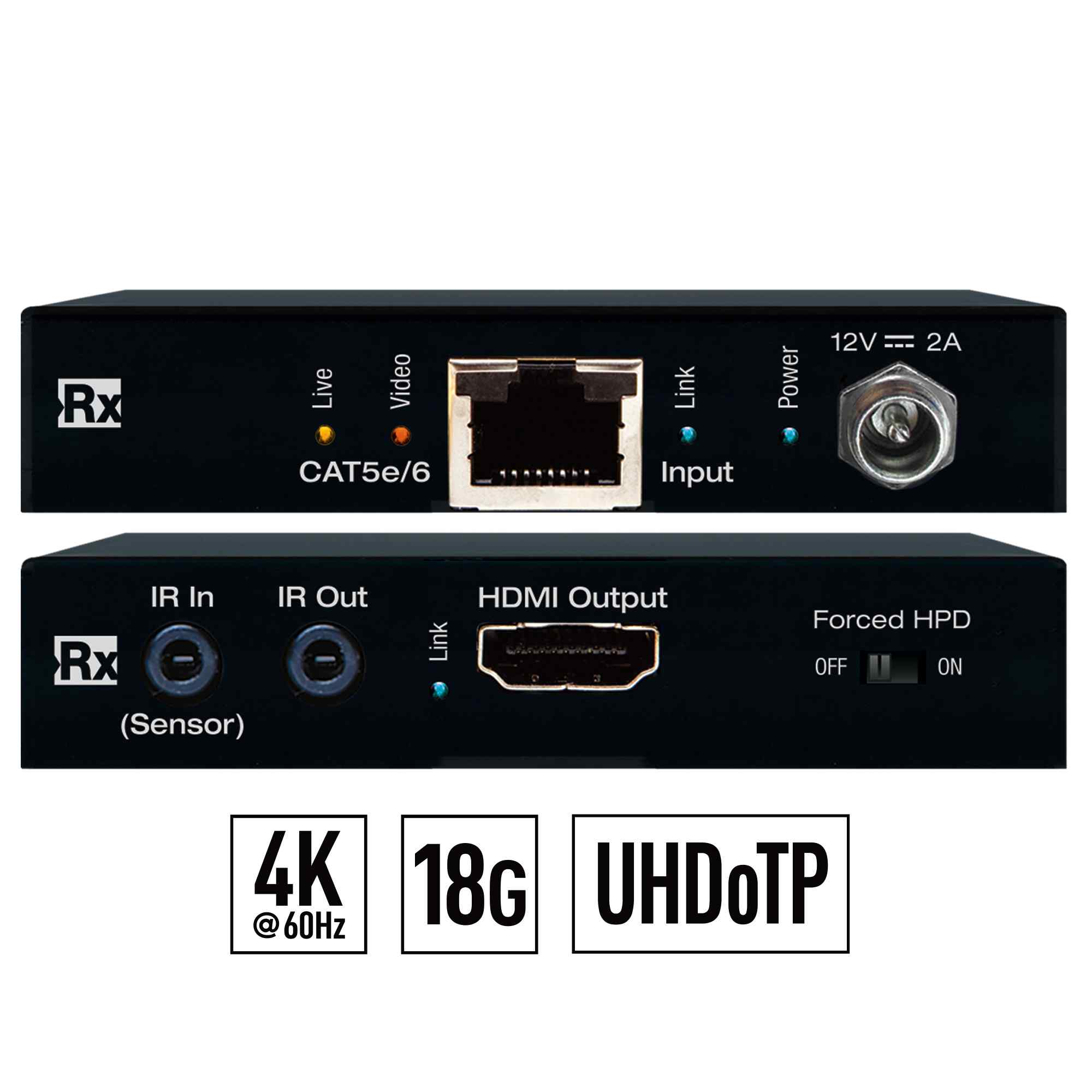 Thumbnail of 4K HDMI extender Rx fron and rear