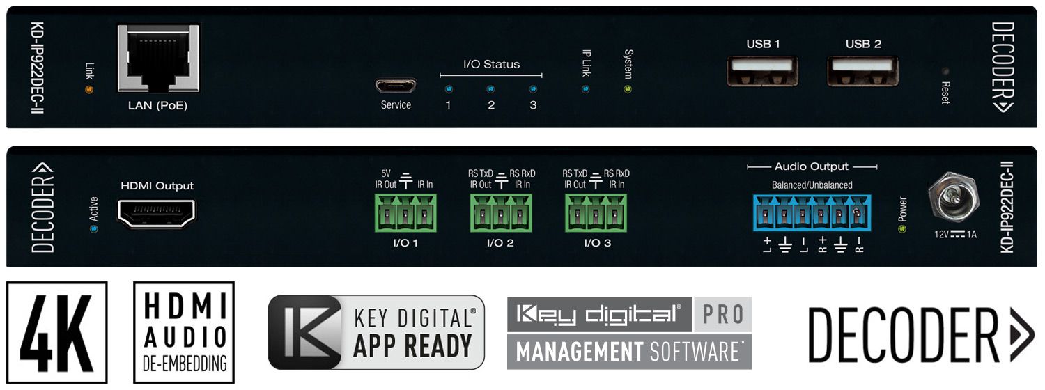 Key Digital 4k over ip front and rear view 