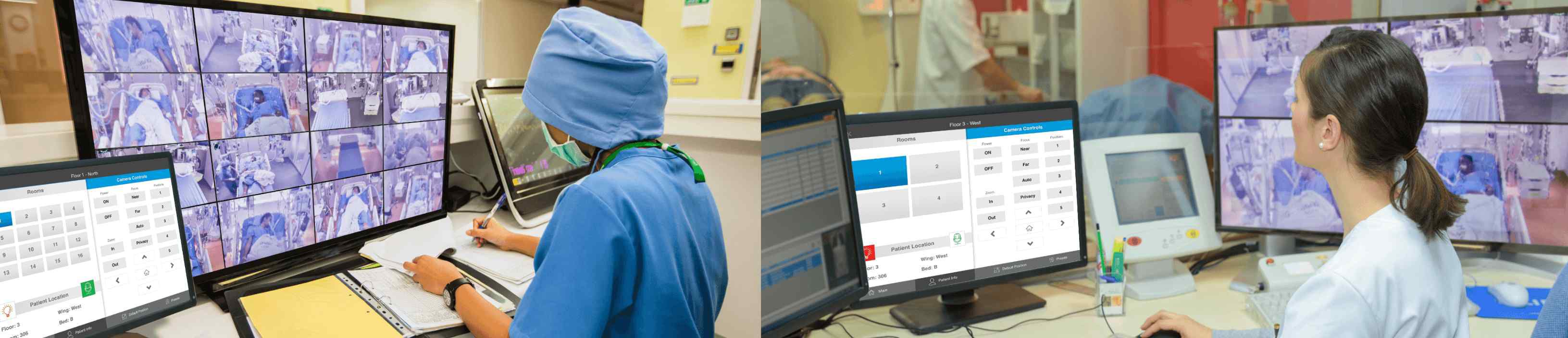 Staff controlling Multiple Patients With Healthcare central monitoring System
