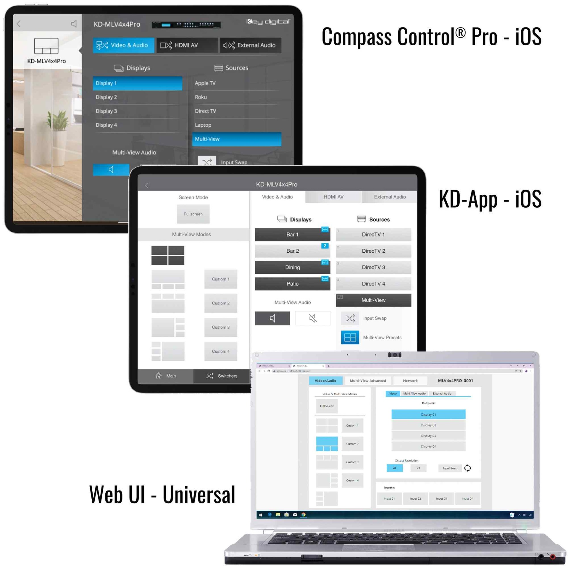 Matrix processor compass control pro iOS, KD-App iOS, & Web-UI-Universal