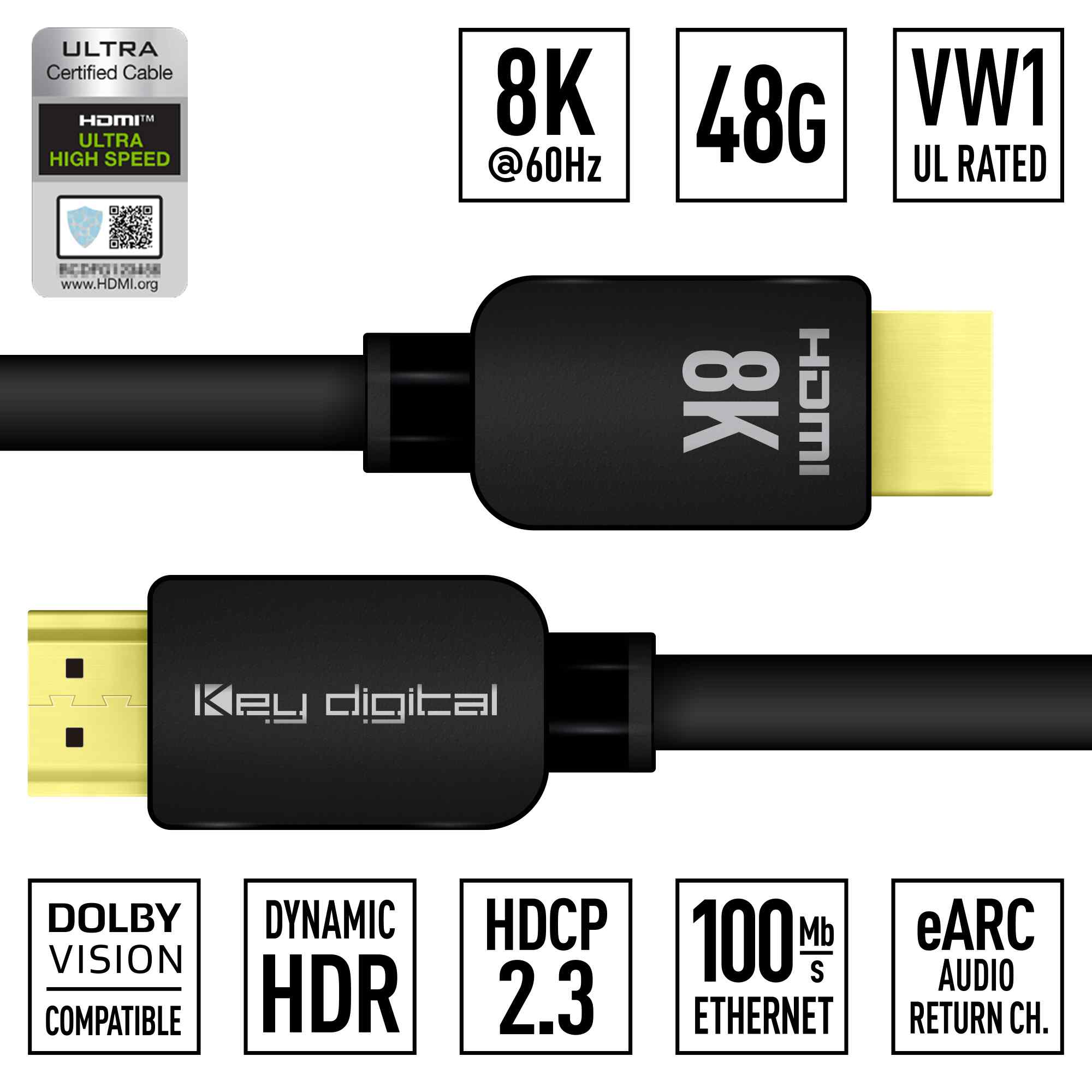 Thumbnail of Key Digital HDMI ultra high speed cable front and rear