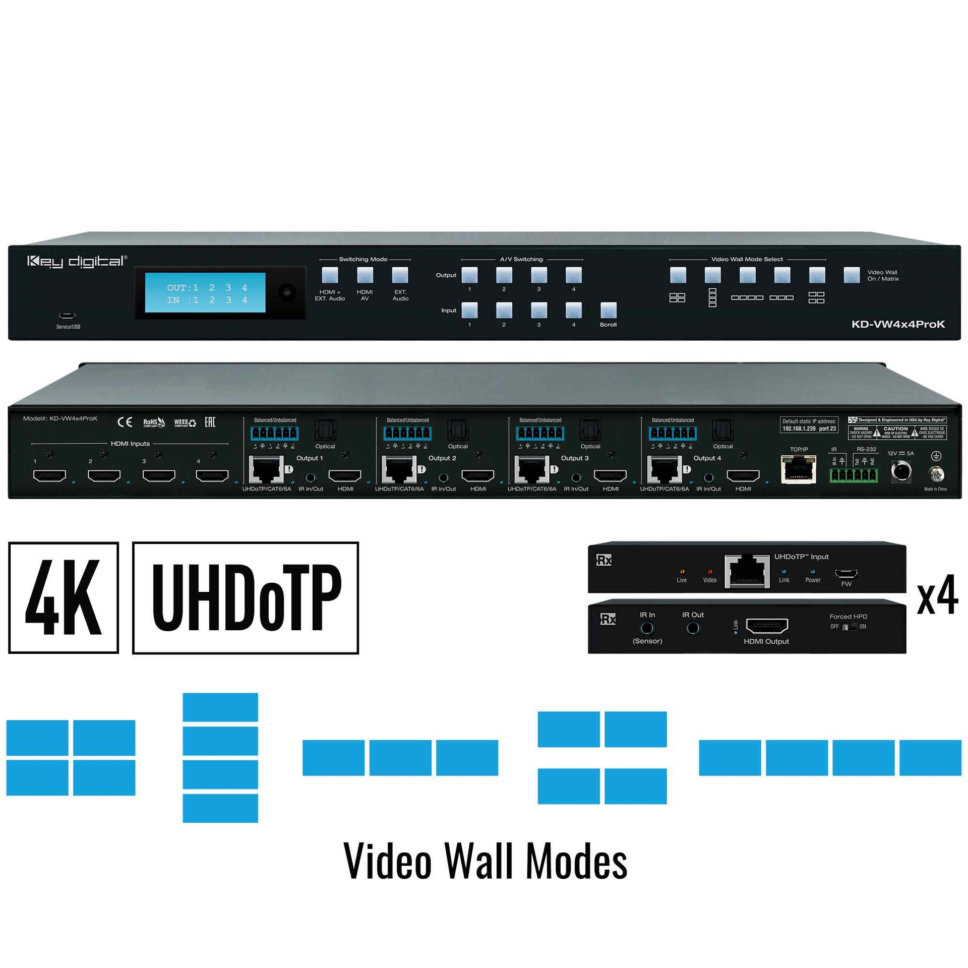 KD video matrix switcher front and rear