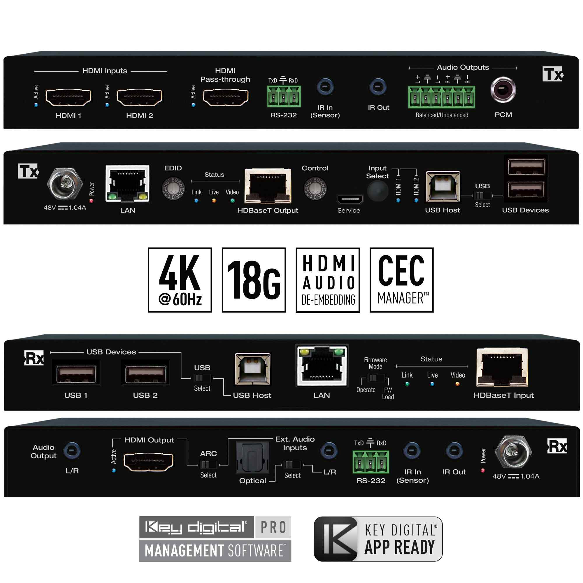 Thumbnail of KD hdbaset extender Tx and Rx front and rear