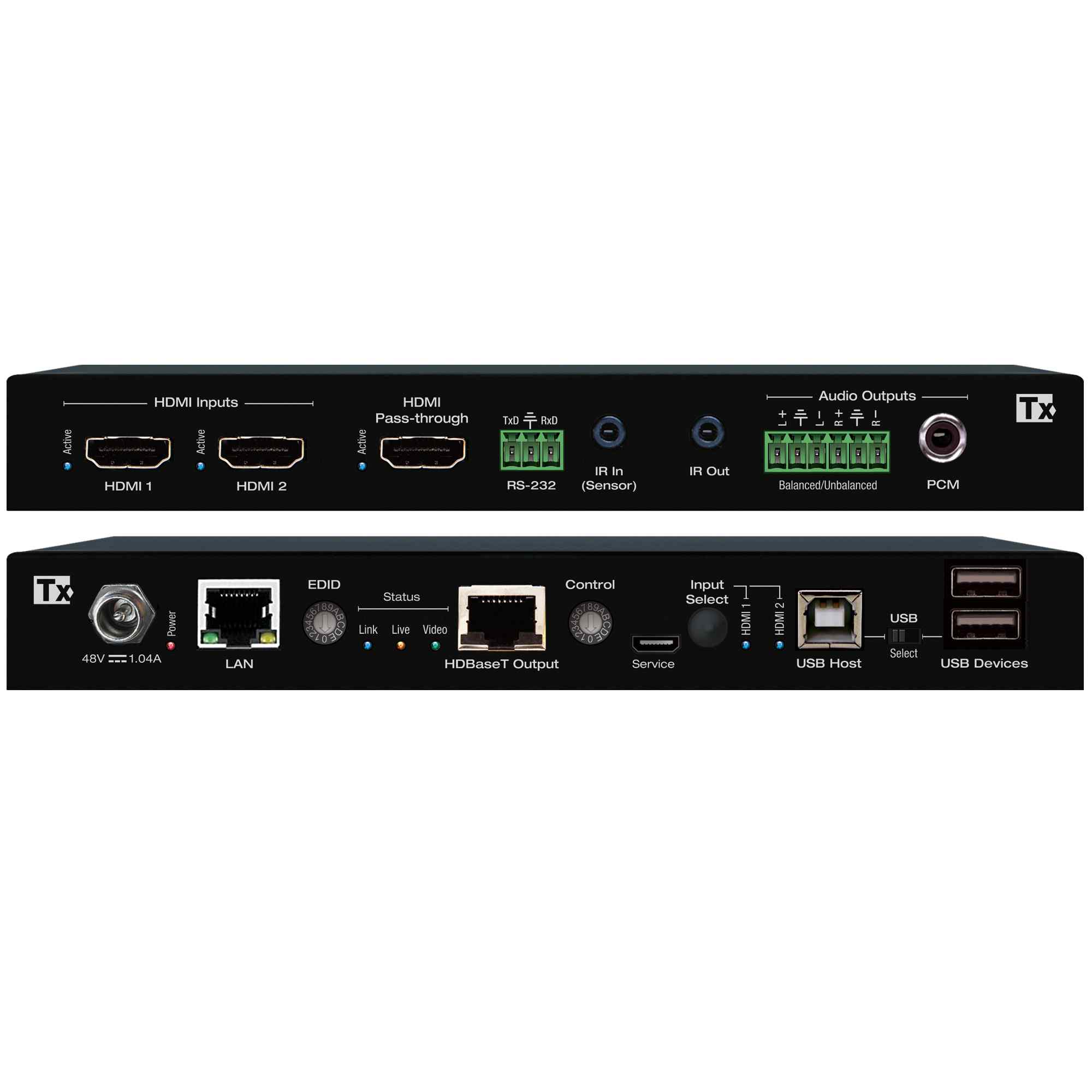 hdbaset extender Tx front and rear