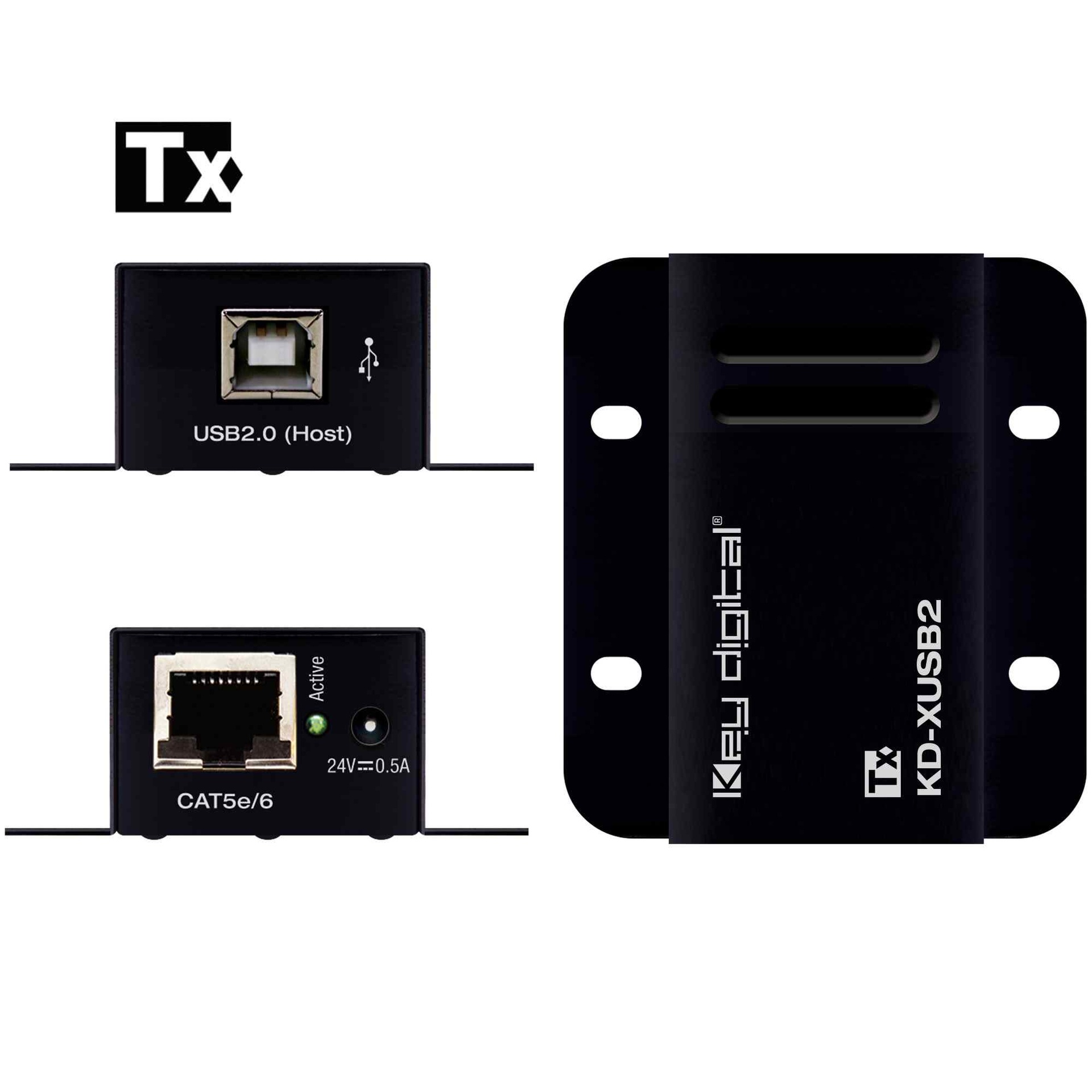 Tx usb cat5 extender front & rear