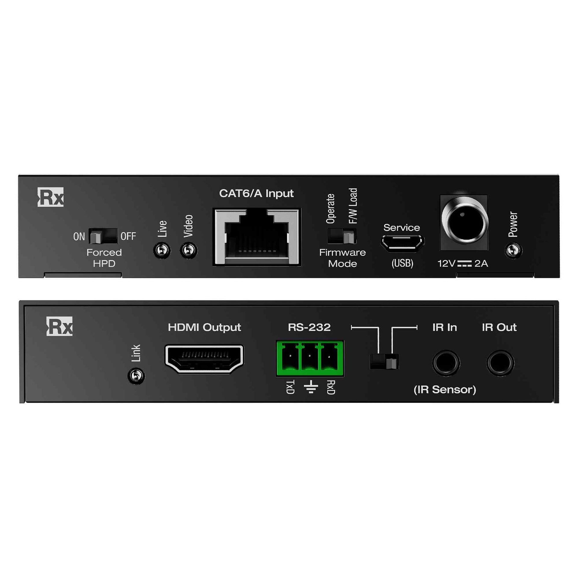 Rx cat6 to hdmi extender front and rear