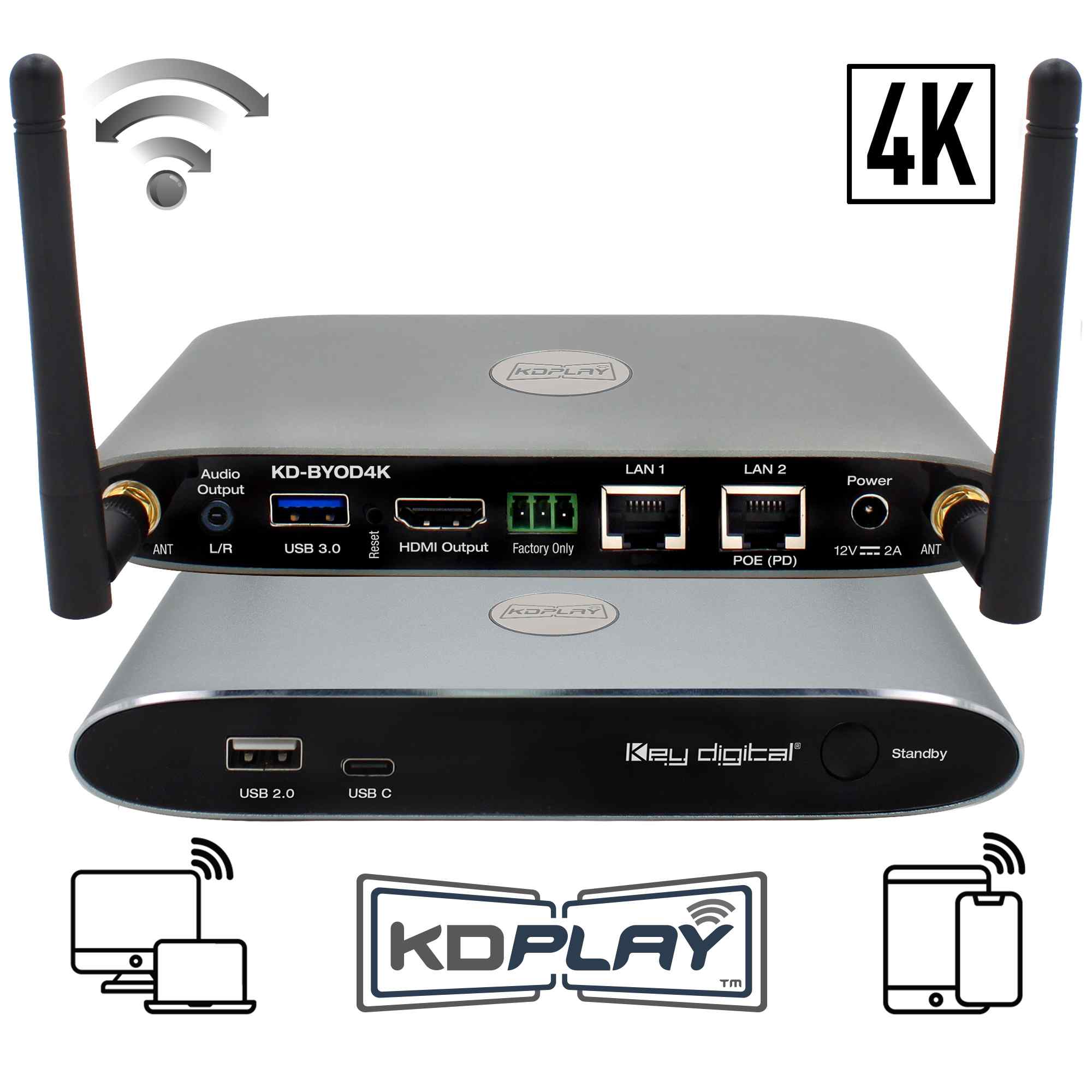 Thumbnail of Key Digital wireless presentation gateway front and rear view