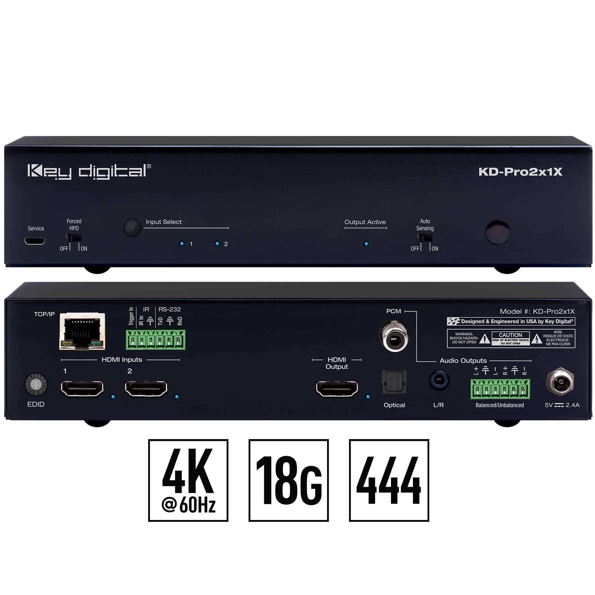 Digital hdmi auto switch front and rear View