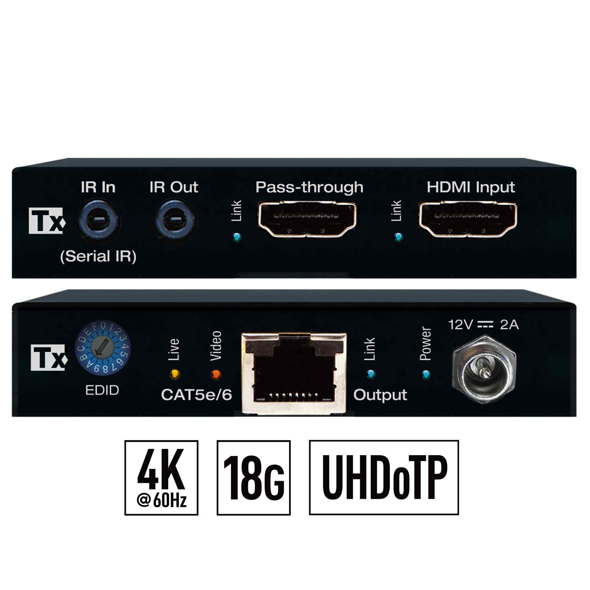 4K HDMI extender Tx front and rear