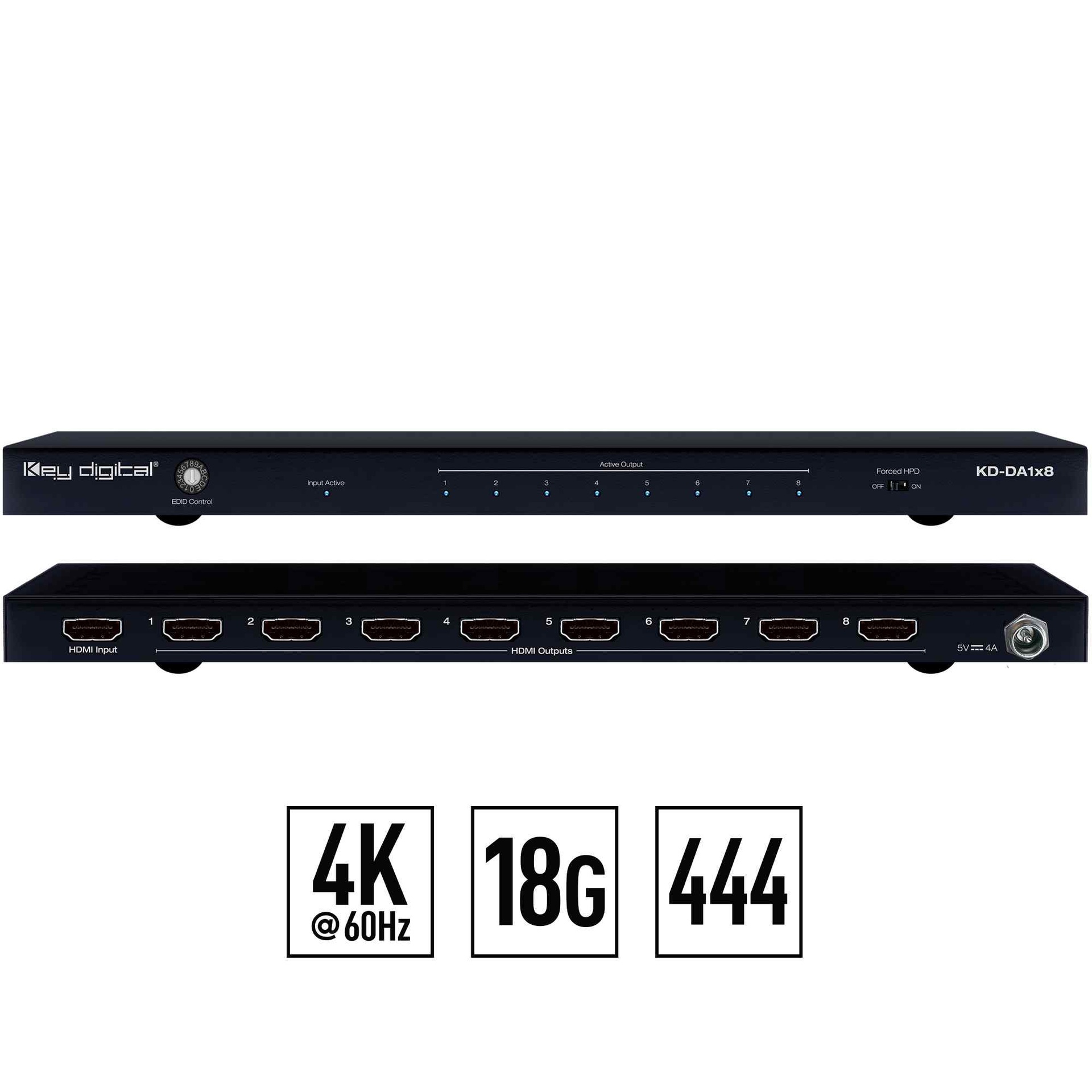 Key Digital hdmi distribution front and rear view