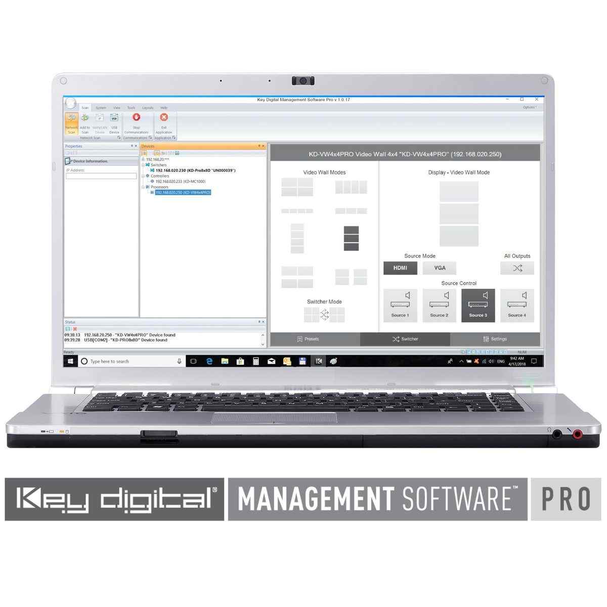 KDMS™ Pro Windows PC software for setup and control