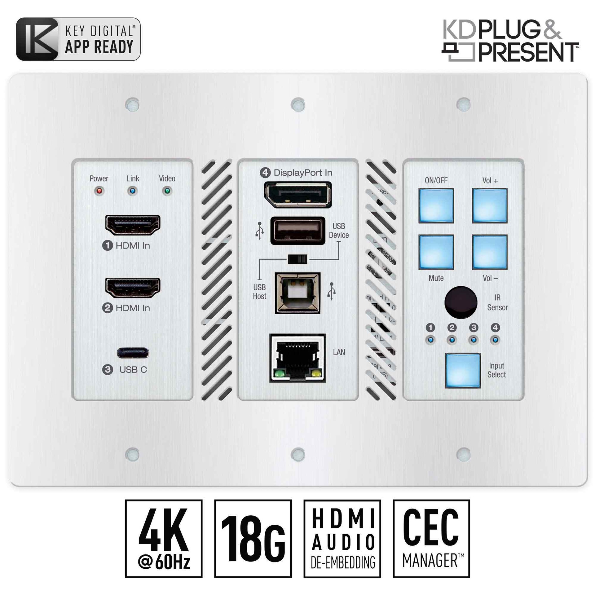 KD usb wall plate front