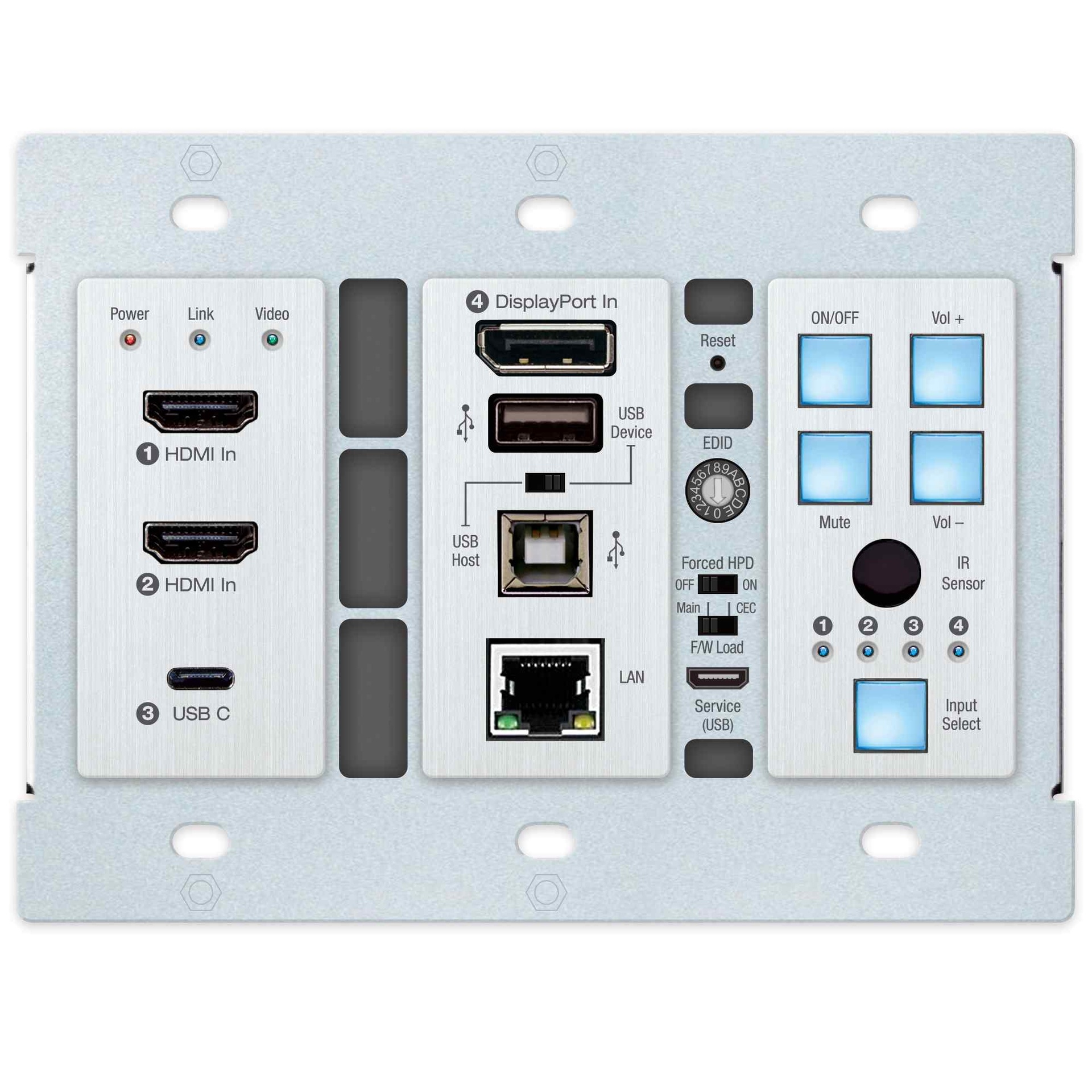 usb wall plate front chassis