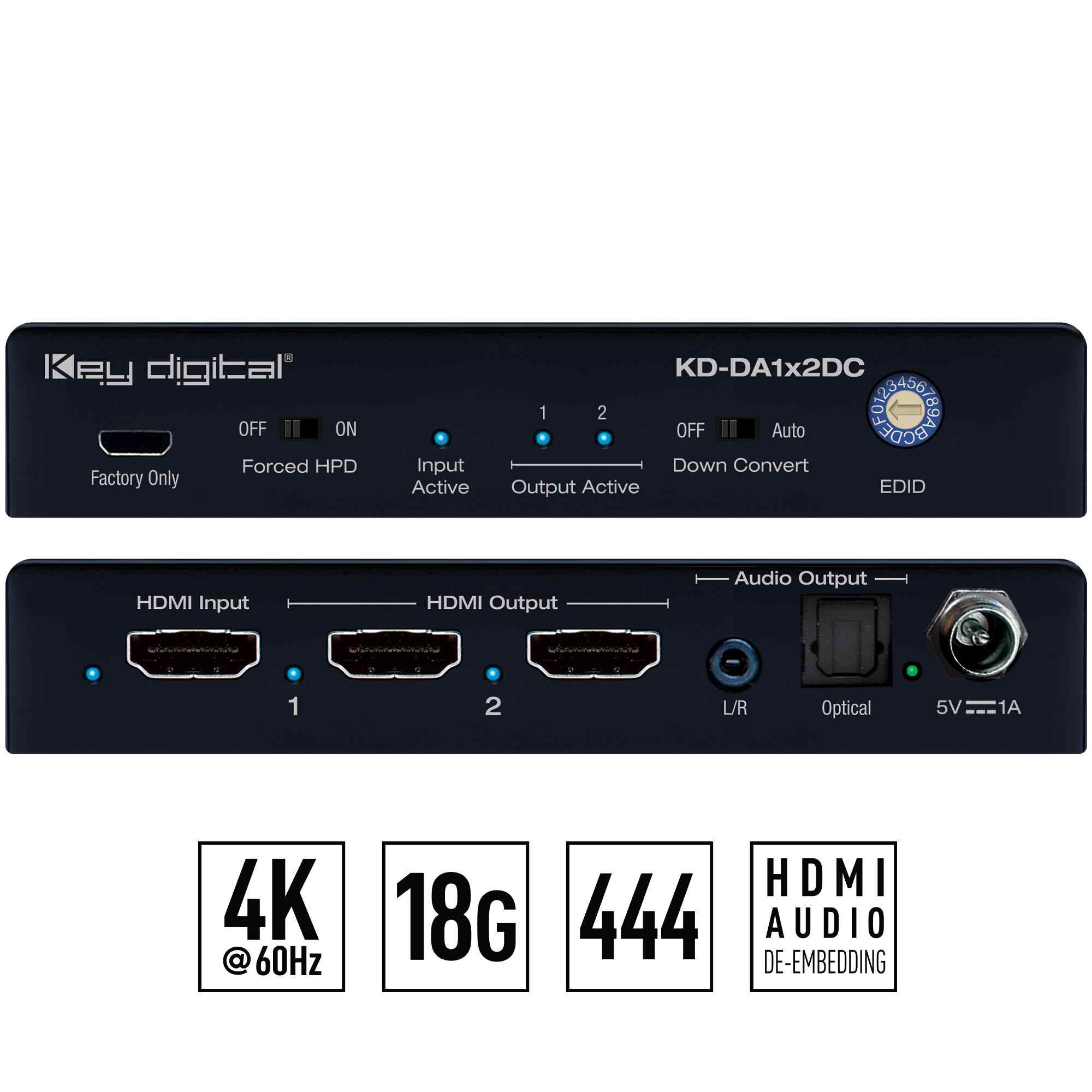 Thumbnail of Key Digital hdmi audio splitter front and rear view