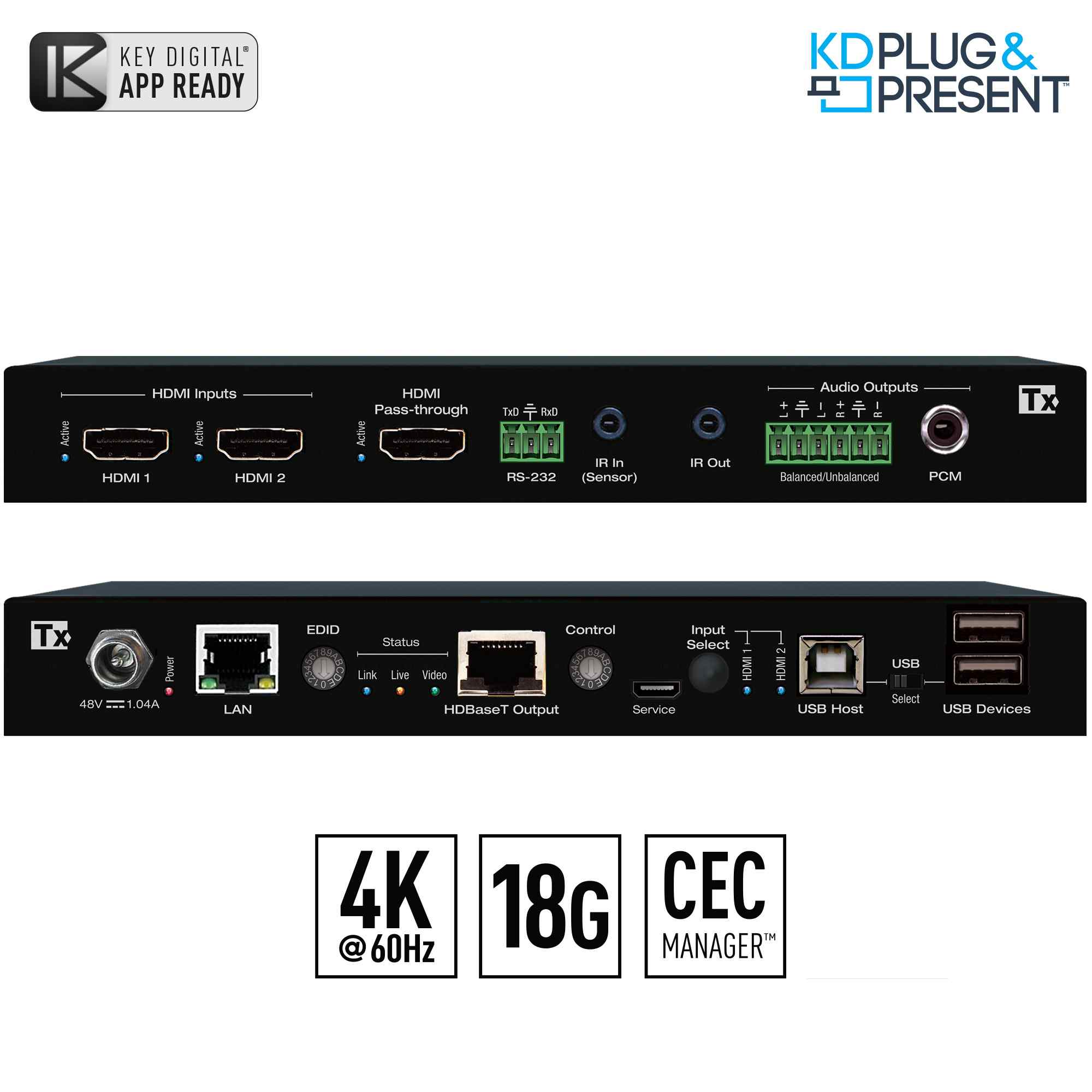 Key Digital HDMI Switcher front and rear view