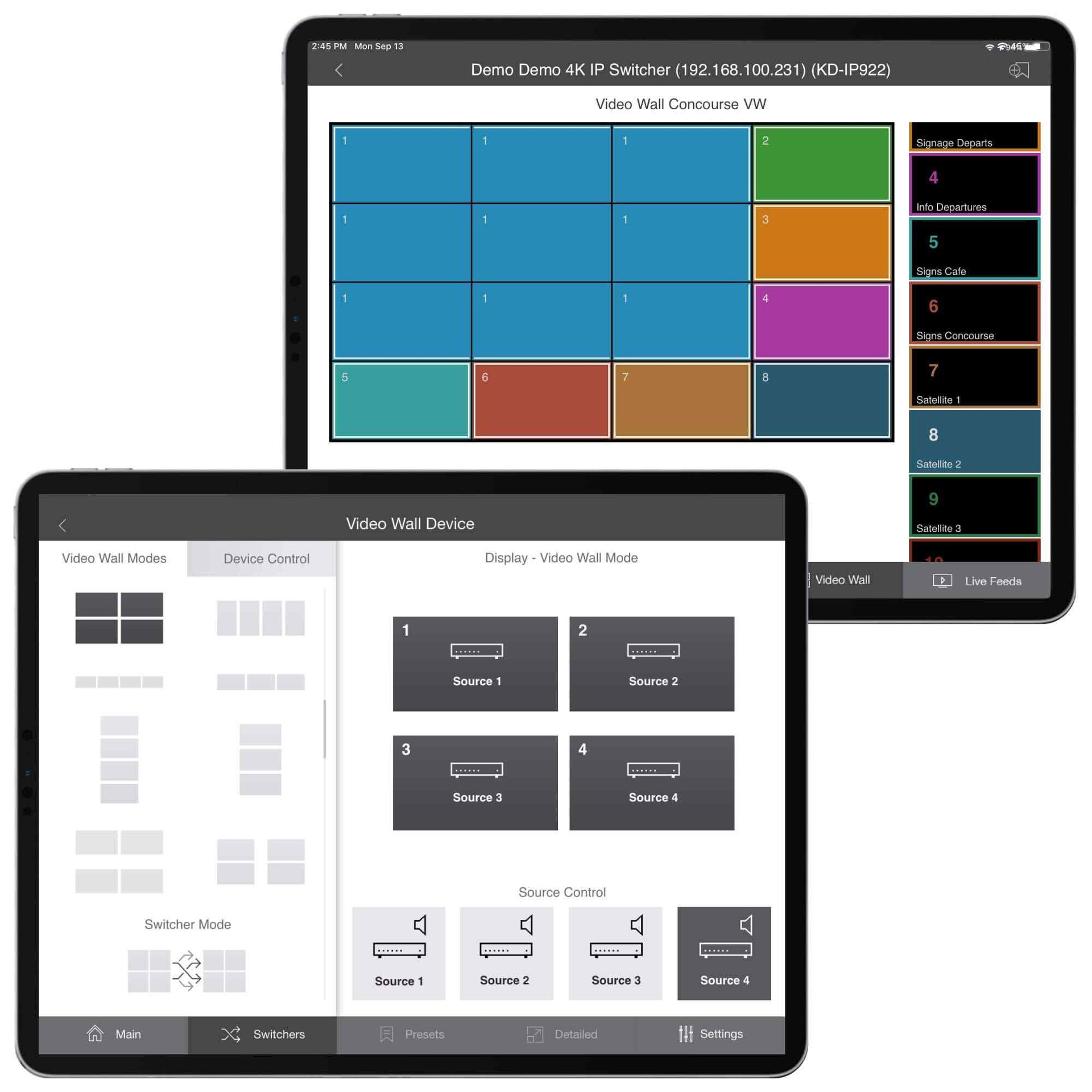 Example Diagram showing video wall and multi-view ULS of KD Apps 