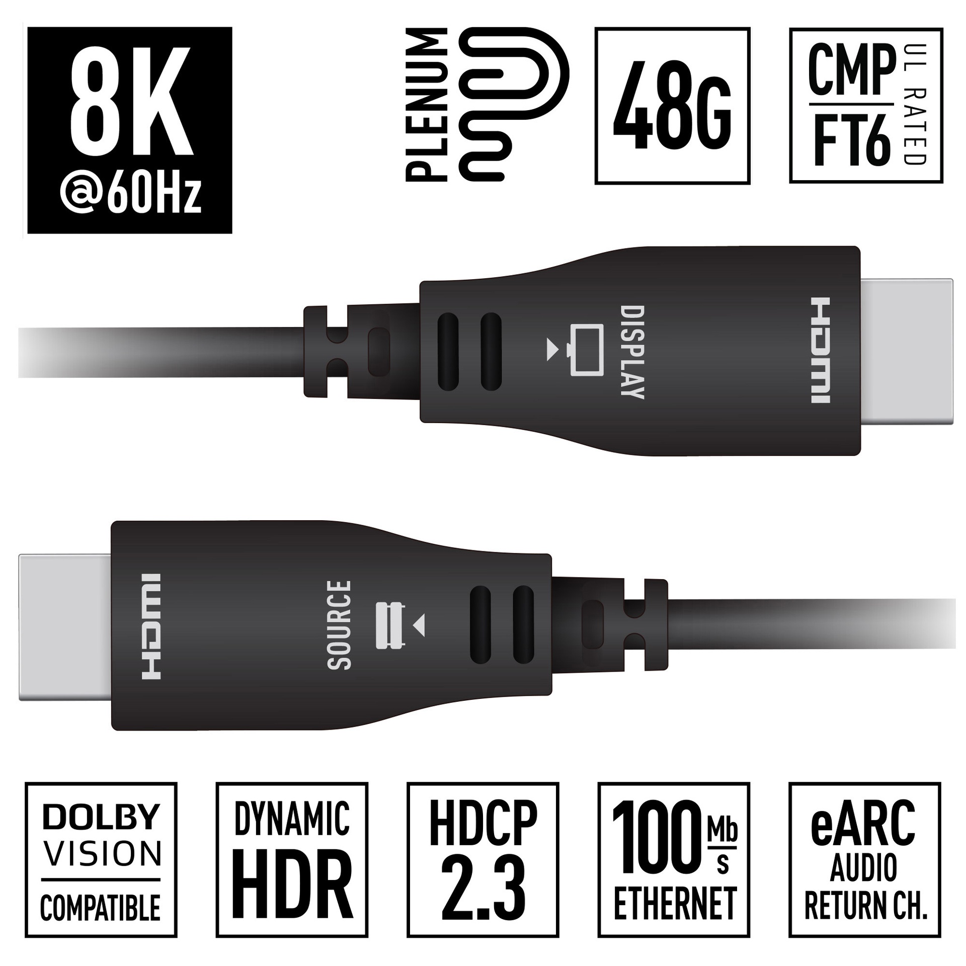 KD-AOCH164P 8K Plenum Active Optical Cable