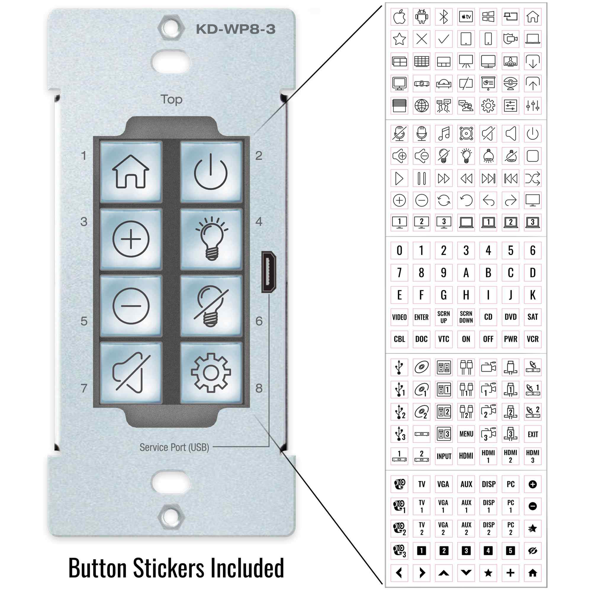 KD-WP8-3 Customizable Buttons