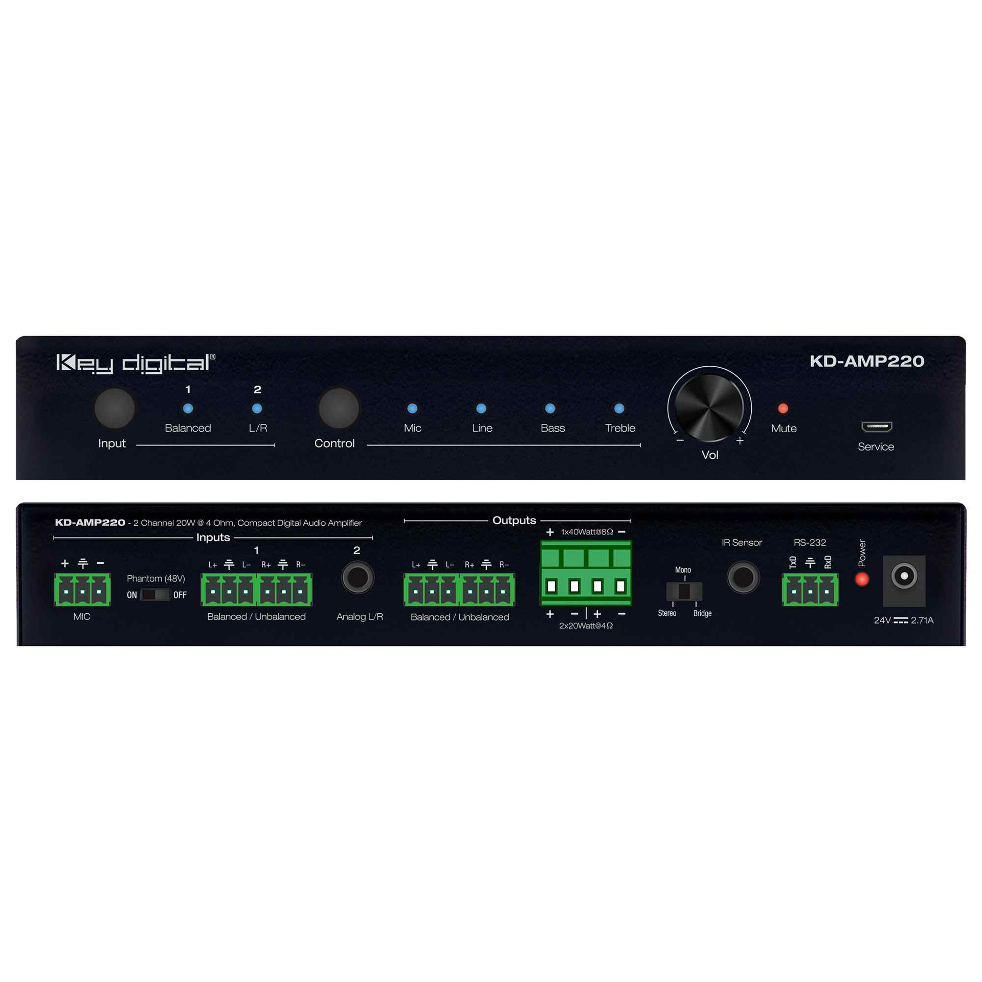 Key Digital Pre Amp Front and Rear View