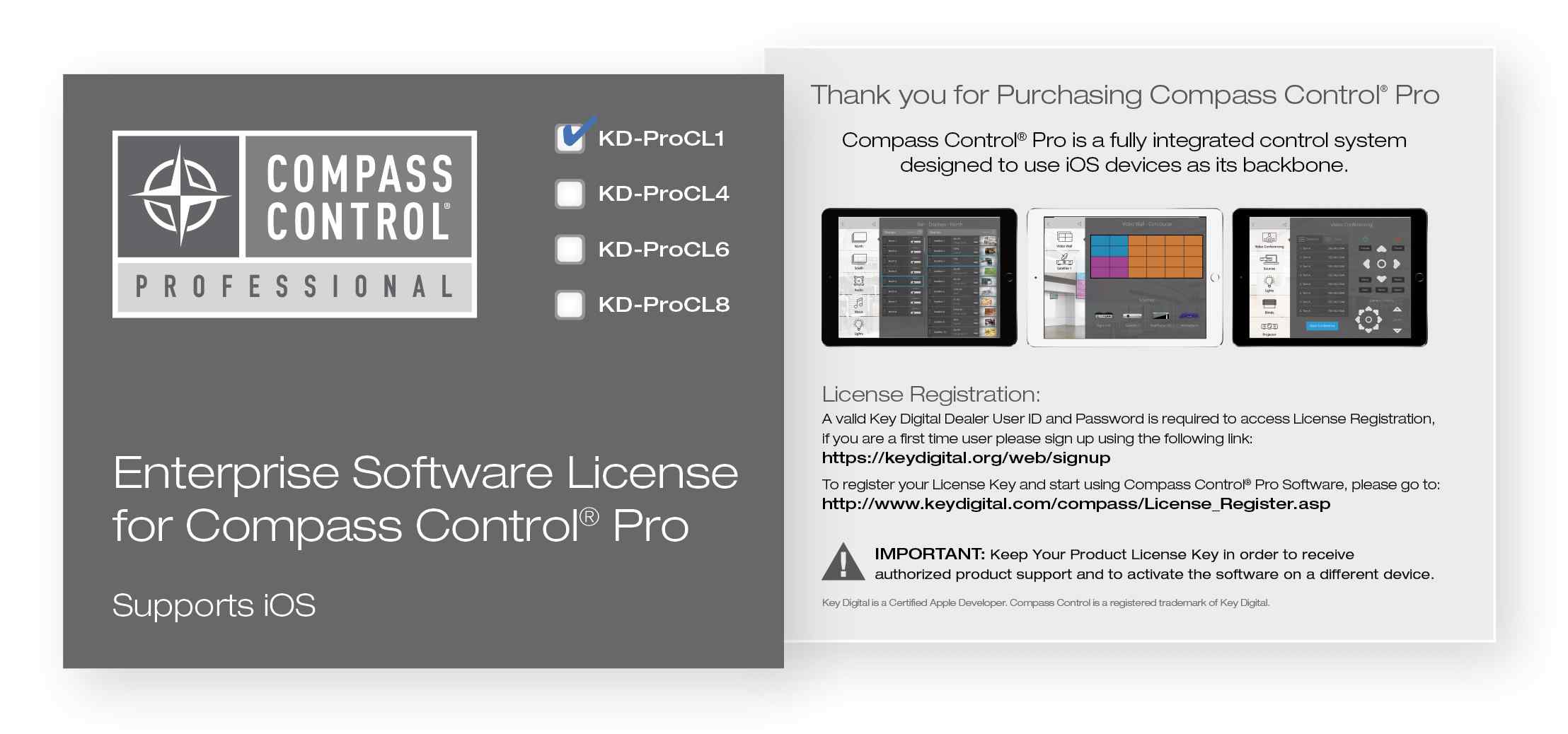 Key Digital Enterprise Software License for Compass Control Pro