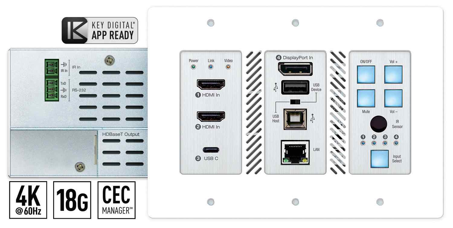 KD usb wall plate front and rear