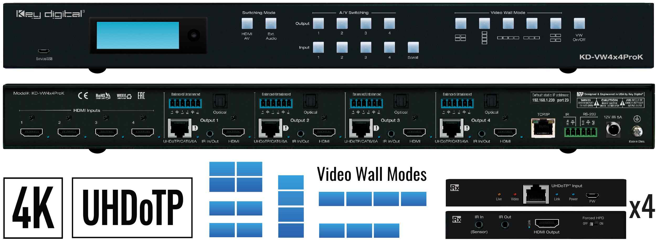 Key Digital video matrix switcher front and rear